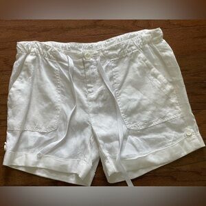 Inc Beach 100% Linen Shorts Womens Size 4 White Drawstring Elastic Waist